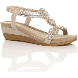 AJVANI Women's Mid Wedge Heel Diamante Slingback Sandals Wedges in Beige Size: 8 Beige 8 AJVANI Women's Mid Wedge Heel Diamante Slingback Sandals Wedges in Beige Size: 8 Beige 8