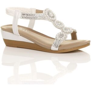 AJVANI Women's Mid Wedge Heel Diamante Slingback Sandals Wedges in White Size: 6 White 6 AJVANI Women's Mid Wedge Heel Diamante Slingback Sandals Wedges in White Size: 6 White 6