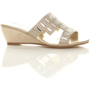 AJVANI Women's Mid Wedge Heel Diamante Heeled Sandals in Gold Size: 6 Gold 6 AJVANI Women's Mid Wedge Heel Diamante Heeled Sandals in Gold Size: 6 Gold 6