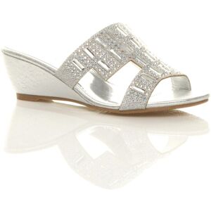 AJVANI Women's Mid Wedge Heel Diamante Heeled Sandals in Silver Size: 5 Silver 5 AJVANI Women's Mid Wedge Heel Diamante Heeled Sandals in Silver Size: 5 Silver 5