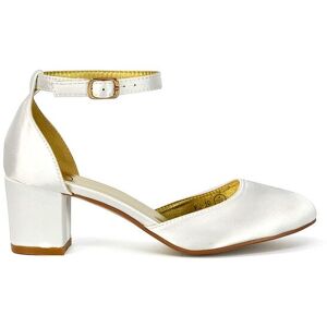 XY London Women's 'Billie-May' Chunky Strappy Mid Block High Heels Court Shoes in Ivory Size: 3 Ivory 3 XY London Women's 'Billie-May' Chunky Strappy Mid Block High Heels Court Shoes in Ivory Size: 3 Ivory 3