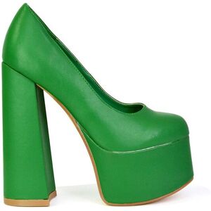 XY London Women's 'Kiwi' Chunky Block Super High Heel Statement Closed Toe Platform Court Shoes in Green Size: 6 Green 6 XY London Women's 'Kiwi' Chunky Block Super High Heel Statement Closed Toe Platform Court Shoes in Green Size: 6 Green 6