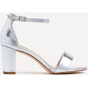 Linzi Women's Frankie Silver Faux Leather Barely There Closed Back Block Heeled Sandal Size: 3-Standard Fit Silver 3-Standard Fit Linzi Women's Frankie Silver Faux Leather Barely There Closed Back Block Heeled Sandal Size: 3-Standard Fit Silver 3-Standard Fit
