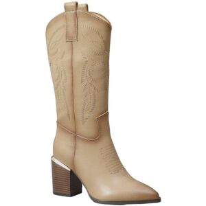 IVACHY Women's Western Style Cowboy Pointed Toe Block Heel Under Knee High Boots with Zippers in Beige Size: 4 Beige 4 IVACHY Women's Western Style Cowboy Pointed Toe Block Heel Under Knee High Boots with Zippers in Beige Size: 4 Beige 4