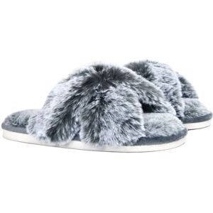 Smart Living Women's Faux Rabbit Fur Slippers in Grey Size: Small Grey S Smart Living Women's Faux Rabbit Fur Slippers in Grey Size: Small Grey S