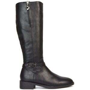 XY London Women's 'Georgina' Knee High Boots Low Heel Zip Up Calf Riding Biker With Ankle Strap in Black Size: 6 Black 6 XY London Women's 'Georgina' Knee High Boots Low Heel Zip Up Calf Riding Biker With Ankle Strap in Black Size: 6 Black 6