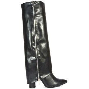 XY London Women's 'Allie' Pointed Toe Knee High Boots With Fold Over in Black Size: 8 Black 8 XY London Women's 'Allie' Pointed Toe Knee High Boots With Fold Over in Black Size: 8 Black 8