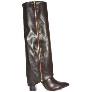 XY London Women's 'Allie' Pointed Toe Knee High Boots With Fold Over in Brown Size: 5 Brown 5 XY London Women's 'Allie' Pointed Toe Knee High Boots With Fold Over in Brown Size: 5 Brown 5