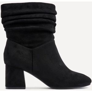 Linzi Women's Zayda Wide Fit Black Faux Suede Ruched Heeled Ankle Boot Size: 3-Wide Fit Black 3-Wide Fit Linzi Women's Zayda Wide Fit Black Faux Suede Ruched Heeled Ankle Boot Size: 3-Wide Fit Black 3-Wide Fit