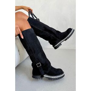 Love Lemonade Women's Crystal Trim Wild Obsession Knee High Boots in Black Size: 6 Black 6 Love Lemonade Women's Crystal Trim Wild Obsession Knee High Boots in Black Size: 6 Black 6