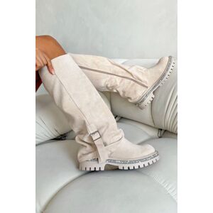 Love Lemonade Women's Crystal Trim Wild Obsession Knee High Boots in Nude Size: 5 Nude 5 Love Lemonade Women's Crystal Trim Wild Obsession Knee High Boots in Nude Size: 5 Nude 5