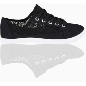 KRISP Women's Crochet & Mesh Plimsoll Trainers in Black Size: 5 Black 5 KRISP Women's Crochet & Mesh Plimsoll Trainers in Black Size: 5 Black 5