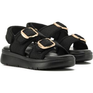 VIVA Luna: Women's Big Buckle Adjustable Two Strap Flatform Wedge Sandals in Black Size: 6 Black 6 VIVA Luna: Women's Big Buckle Adjustable Two Strap Flatform Wedge Sandals in Black Size: 6 Black 6