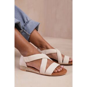 Where's That From Women's 'Hummingbird' Low Wedge Shoes With Cross Over Strap in Light Beige Size: 6 Light Beige 6 Where's That From Women's 'Hummingbird' Low Wedge Shoes With Cross Over Strap in Light Beige Size: 6 Light Beige 6