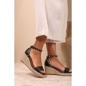 Where's That From Women's 'Sawyer' Wedge Sandals With Gladiator Ankle Strap in Black Size: 8 Black 8 Where's That From Women's 'Sawyer' Wedge Sandals With Gladiator Ankle Strap in Black Size: 8 Black 8