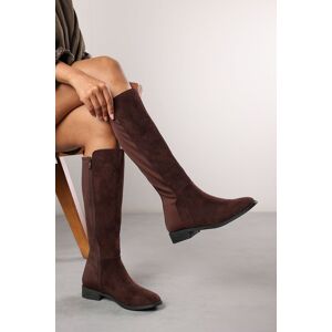 Where's That From Women's 'Parker' Knee High Boots With Side Zip in Dark Brown Size: 4 Dark Brown 4 Where's That From Women's 'Parker' Knee High Boots With Side Zip in Dark Brown Size: 4 Dark Brown 4