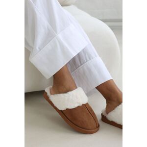 Where's That From Women's 'Xandra' Suede Mule Slippers With Cosy Faux Fur Trim in Brown Size: 5 Brown 5 Where's That From Women's 'Xandra' Suede Mule Slippers With Cosy Faux Fur Trim in Brown Size: 5 Brown 5