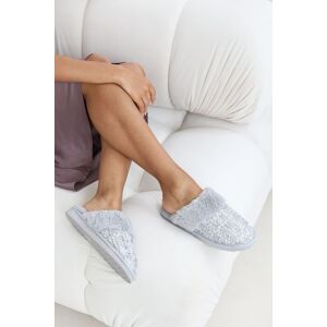 Where's That From Women's 'Celeste' Sequin Tweed Mule Slippers With Faux Fur Trim in Grey Size: 4 Grey 4 Where's That From Women's 'Celeste' Sequin Tweed Mule Slippers With Faux Fur Trim in Grey Size: 4 Grey 4