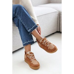 Where's That From Women's 'Mireya' Suede Low Top Trainer With Mesh Panel & Faux Fur Lining in Brown Size: 4 Brown 4 Where's That From Women's 'Mireya' Suede Low Top Trainer With Mesh Panel & Faux Fur Lining in Brown Size: 4 Brown 4