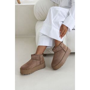 Where's That From Women's 'Suri' Mini Faux-Suede Fur Lined Platform Ankle Slipper Boots in Camel Size: 7 Camel 7 Where's That From Women's 'Suri' Mini Faux-Suede Fur Lined Platform Ankle Slipper Boots in Camel Size: 7 Camel 7