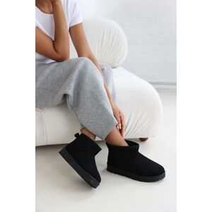 Where's That From Women's 'Taliah' Mini Faux-Suede Fur Lined Ankle Slipper Boots in Black Size: 3 Black 3 Where's That From Women's 'Taliah' Mini Faux-Suede Fur Lined Ankle Slipper Boots in Black Size: 3 Black 3