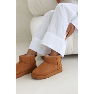 Where's That From Women's 'Taliah' Mini Faux-Suede Fur Lined Ankle Slipper Boots in Light Brown Size: 4 Light Brown 4 Where's That From Women's 'Taliah' Mini Faux-Suede Fur Lined Ankle Slipper Boots in Light Brown Size: 4 Light Brown 4