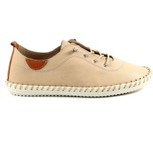 Lunar Women's St Ives Leather Plimsolls in Medium Beige Size: 5 Medium Beige 5 Lunar Women's St Ives Leather Plimsolls in Medium Beige Size: 5 Medium Beige 5