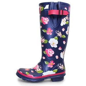 Lunar Women's Floral Wellington Boots in Mid Blue Size: 3 Mid Blue 3 Lunar Women's Floral Wellington Boots in Mid Blue Size: 3 Mid Blue 3