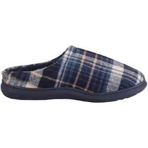 ABSOLUTE FOOTWEAR Men's Mens Traditional Checked Open Back Mule Slippers with Faux Fur Lining in Navy Size: 8 Navy 8 ABSOLUTE FOOTWEAR Men's Mens Traditional Checked Open Back Mule Slippers with Faux Fur Lining in Navy Size: 8 Navy 8