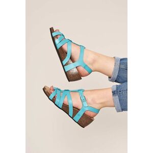 Moshulu Women's 'Polperro' Strappy Cork Wedge Sandals in Bright Blue Size: 6 Bright Blue 6 Moshulu Women's 'Polperro' Strappy Cork Wedge Sandals in Bright Blue Size: 6 Bright Blue 6