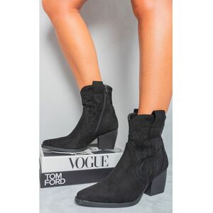 IKRUSH Women's Laura Suede Cowboy Ankle Length Boots in Black Size: 8 Black 8 IKRUSH Women's Laura Suede Cowboy Ankle Length Boots in Black Size: 8 Black 8