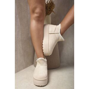 IKRUSH Women's Debra Fur-lined Platform Ankle Boots in Beige Size: 7 Beige 7 IKRUSH Women's Debra Fur-lined Platform Ankle Boots in Beige Size: 7 Beige 7