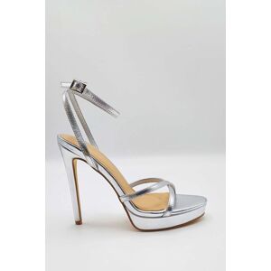 Miss Diva Women's Kalilah Crossover Strap Platform Heeled Sandals in Silver Size: 8 Silver 8 Miss Diva Women's Kalilah Crossover Strap Platform Heeled Sandals in Silver Size: 8 Silver 8