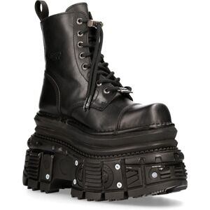 New Rock Metallic Leather Military Boots- MILI083CCT-C4 in Black Size: 7 Black 7 New Rock Metallic Leather Military Boots- MILI083CCT-C4 in Black Size: 7 Black 7