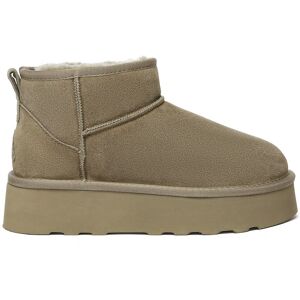EverAu Australia Women's Real Sheepskin Heron Ultra Mini Platform Boots with EVA Sole in Light Brown Size: 7 Light Brown 7 EverAu Australia Women's Real Sheepskin Heron Ultra Mini Platform Boots with EVA Sole in Light Brown Size: 7 Light Brown 7