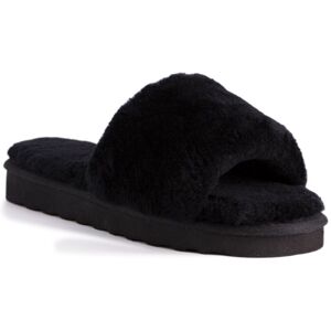 Aus Wooli Australia Women's Sheepskin Fluff Slide Slippers in Black Size: 4 Black 4 Aus Wooli Australia Women's Sheepskin Fluff Slide Slippers in Black Size: 4 Black 4