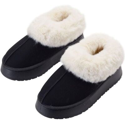 MODISHION Women's Closed Toed Comfy Fleece-Lined Slippers Home Shoes in Black Size: 4 Black 4 MODISHION Women's Closed Toed Comfy Fleece-Lined Slippers Home Shoes in Black Size: 4 Black 4