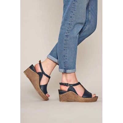 Moshulu Women's 'Peach Melba 2' T-Bar Wedge Sandals in Indigo Size: 7 Indigo 7 Moshulu Women's 'Peach Melba 2' T-Bar Wedge Sandals in Indigo Size: 7 Indigo 7