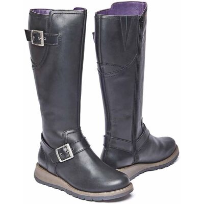 Moshulu Women's 'Stargazer' Long Leather Wedge Boots in Black Size: 5 Black 5 Moshulu Women's 'Stargazer' Long Leather Wedge Boots in Black Size: 5 Black 5