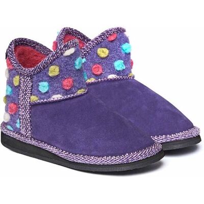 Moshulu 'Mini Fireside' Spotty Bootie Slippers in Violet Size: Infant 12 Violet Infant 12 Moshulu 'Mini Fireside' Spotty Bootie Slippers in Violet Size: Infant 12 Violet Infant 12