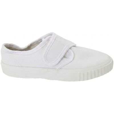 Dek Touch Fastening White Canvas Plimsolls Size: 1 White 1 Dek Touch Fastening White Canvas Plimsolls Size: 1 White 1