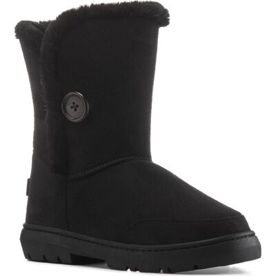 VIVA Freya: Women's Single Button Faux Fur Lining Mid-Calf Winter Boots in Black Size: 4 Black 4 VIVA Freya: Women's Single Button Faux Fur Lining Mid-Calf Winter Boots in Black Size: 4 Black 4