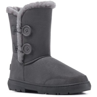VIVA Freya: Women's Double Button Faux Fur Lining Mid-Calf Winter Boots in Grey Size: 5 Grey 5 VIVA Freya: Women's Double Button Faux Fur Lining Mid-Calf Winter Boots in Grey Size: 5 Grey 5