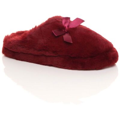 AJVANI Women's Fluffy Mule Slippers in Burgundy Size: 3 Burgundy 3 AJVANI Women's Fluffy Mule Slippers in Burgundy Size: 3 Burgundy 3