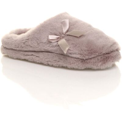 AJVANI Women's Fluffy Mule Slippers in Taupe Size: 8 Taupe 8 AJVANI Women's Fluffy Mule Slippers in Taupe Size: 8 Taupe 8