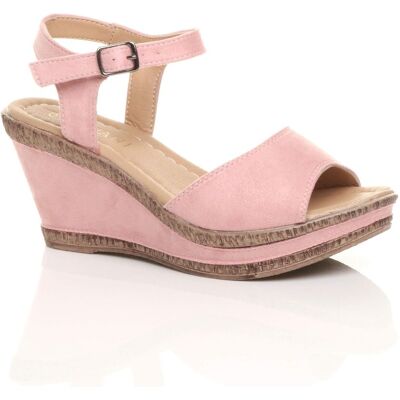 AJVANI Women's High Wedge Heel Ankle Strap Cork Sandals in Pale Pink Size: 3 Pale Pink 3 AJVANI Women's High Wedge Heel Ankle Strap Cork Sandals in Pale Pink Size: 3 Pale Pink 3