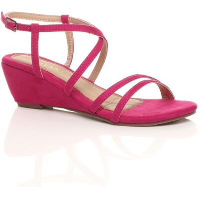 AJVANI Women's Mid Wedge Heel Crossed Straps Sandals in Fuchsia Size: 7 Fuchsia 7 AJVANI Women's Mid Wedge Heel Crossed Straps Sandals in Fuchsia Size: 7 Fuchsia 7