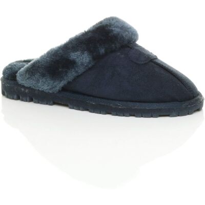 AJVANI Women's Faux Fur Lined Slip On Memory Foam Mules Slippers in Navy Size: 6 Navy 6 AJVANI Women's Faux Fur Lined Slip On Memory Foam Mules Slippers in Navy Size: 6 Navy 6