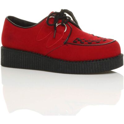 AJVANI Men's Low Wedge Brothel Creepers Teddy Boy Lace Up Shoes in Red Size: 12 Red 12 AJVANI Men's Low Wedge Brothel Creepers Teddy Boy Lace Up Shoes in Red Size: 12 Red 12