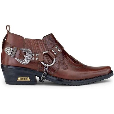 Etor Men's Real Leather Cowboy Cuban Heel Shoes in Brown Size: 7 Brown 7 Etor Men's Real Leather Cowboy Cuban Heel Shoes in Brown Size: 7 Brown 7